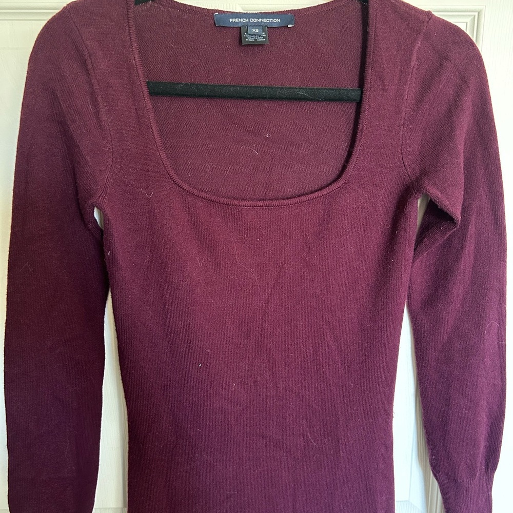 French Connection Deep Red Scoop Neck Sweater